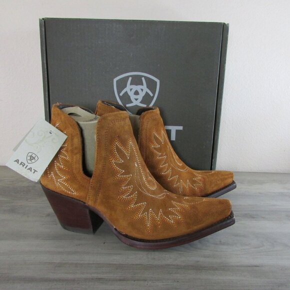Ariat Shoes - Ariat Women's Dixon Western Ankle Boots - Penny Suede 10046868